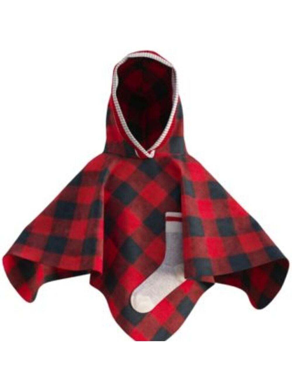Pook Pookie Hooded Poncho Red Plaid Toddler Youth Polar Fleece Cape Medium